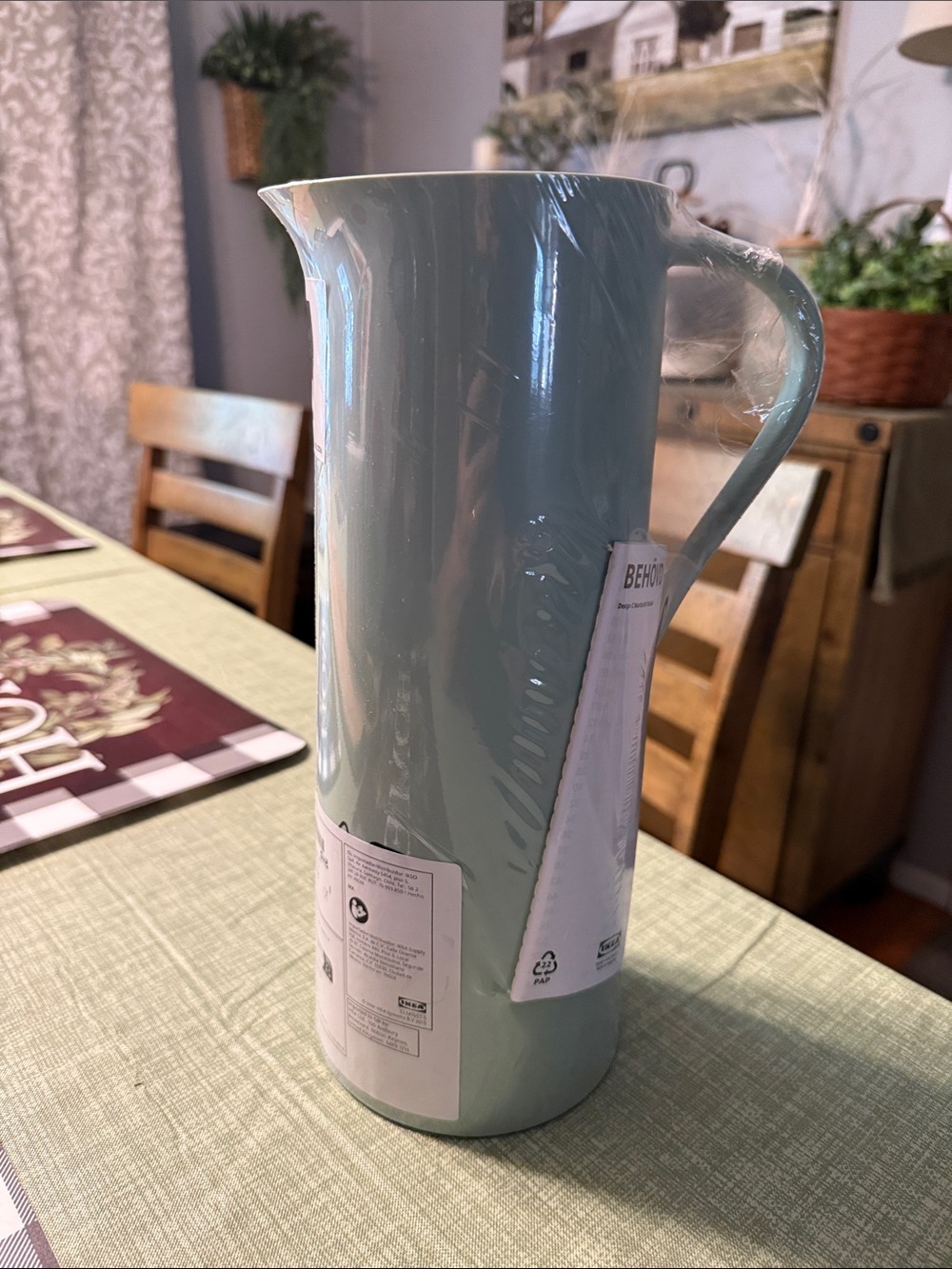 IKEA BEHÖVD Pastel Green Ceramic Pitcher with Handle
